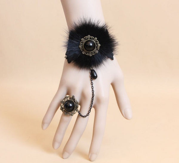 Black Fox Fur Luxury Gothic Bracelet