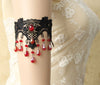 Handmade Red Rhinestone Flower Lace Arm Bracelet