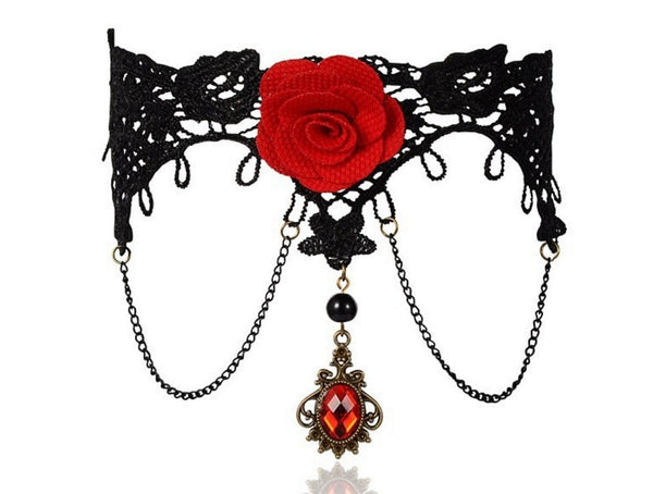 Rose Lace Tattoo Choker Necklace