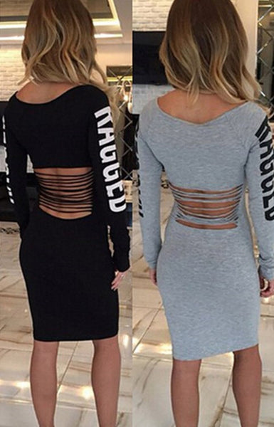 Bandage Back Hollow Gothic Dress