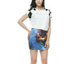 Gothic Nightclub Wolf Printed High Waist Skirt