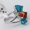 Multi-Color Solid Square Crystal Ring