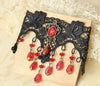 Handmade Red Rhinestone Flower Lace Arm Bracelet