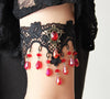 Handmade Red Rhinestone Flower Lace Arm Bracelet