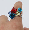 Multi-Color Solid Square Crystal Ring