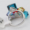 Multi-Color Solid Square Crystal Ring